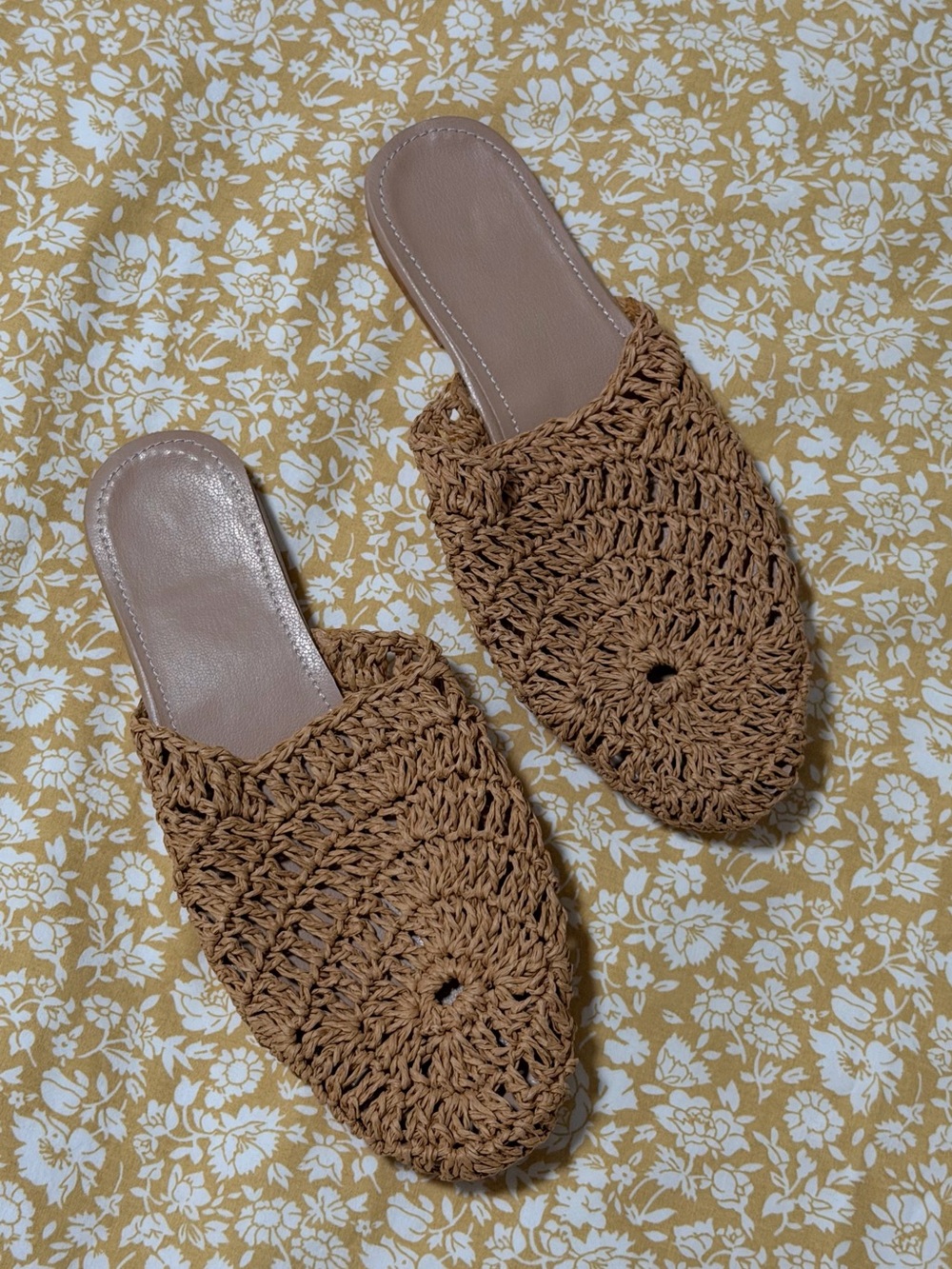 Trendyol Woven Crochet Slip-On Mules in Tan